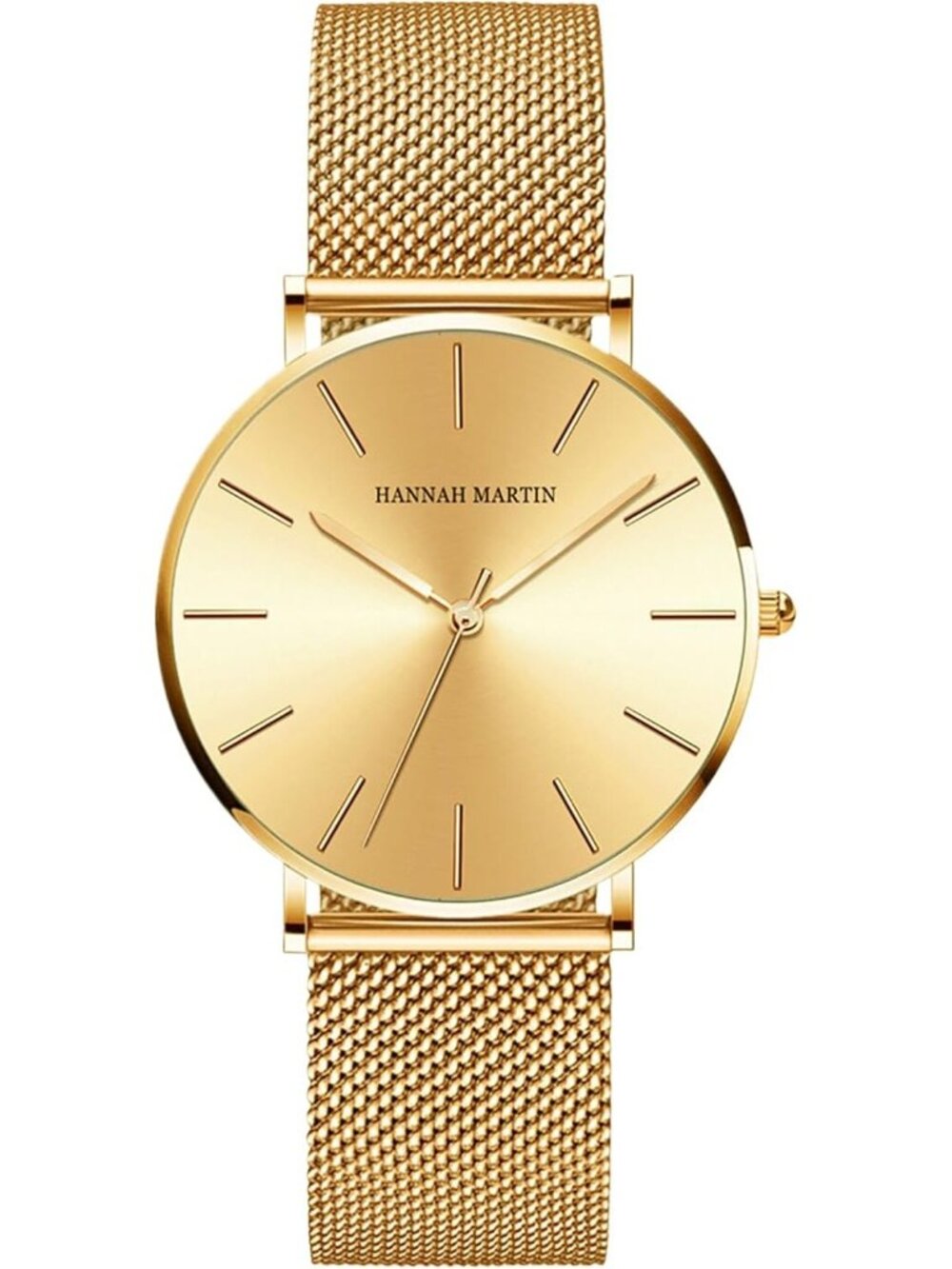 Women's Gold Minimalist Fashion Quartz  Stainless Steel Mesh Band Wrist Watches